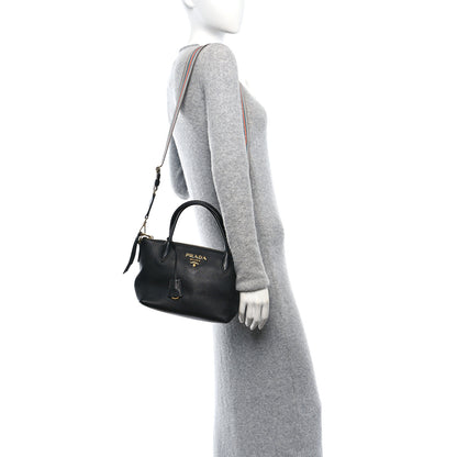 Prada Vitello Daino Small Tote  Black 2 of 10