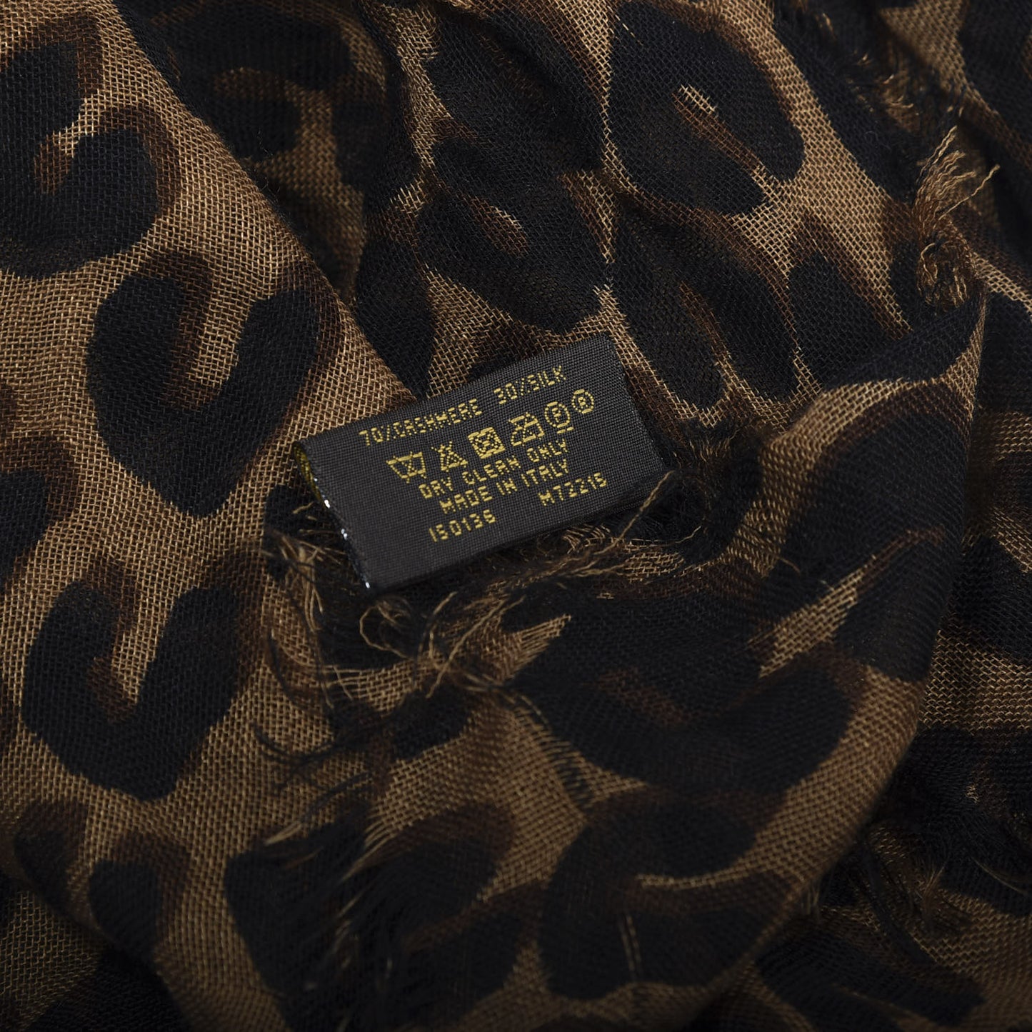 Cashmere Silk Leopard Etole Stole Marron