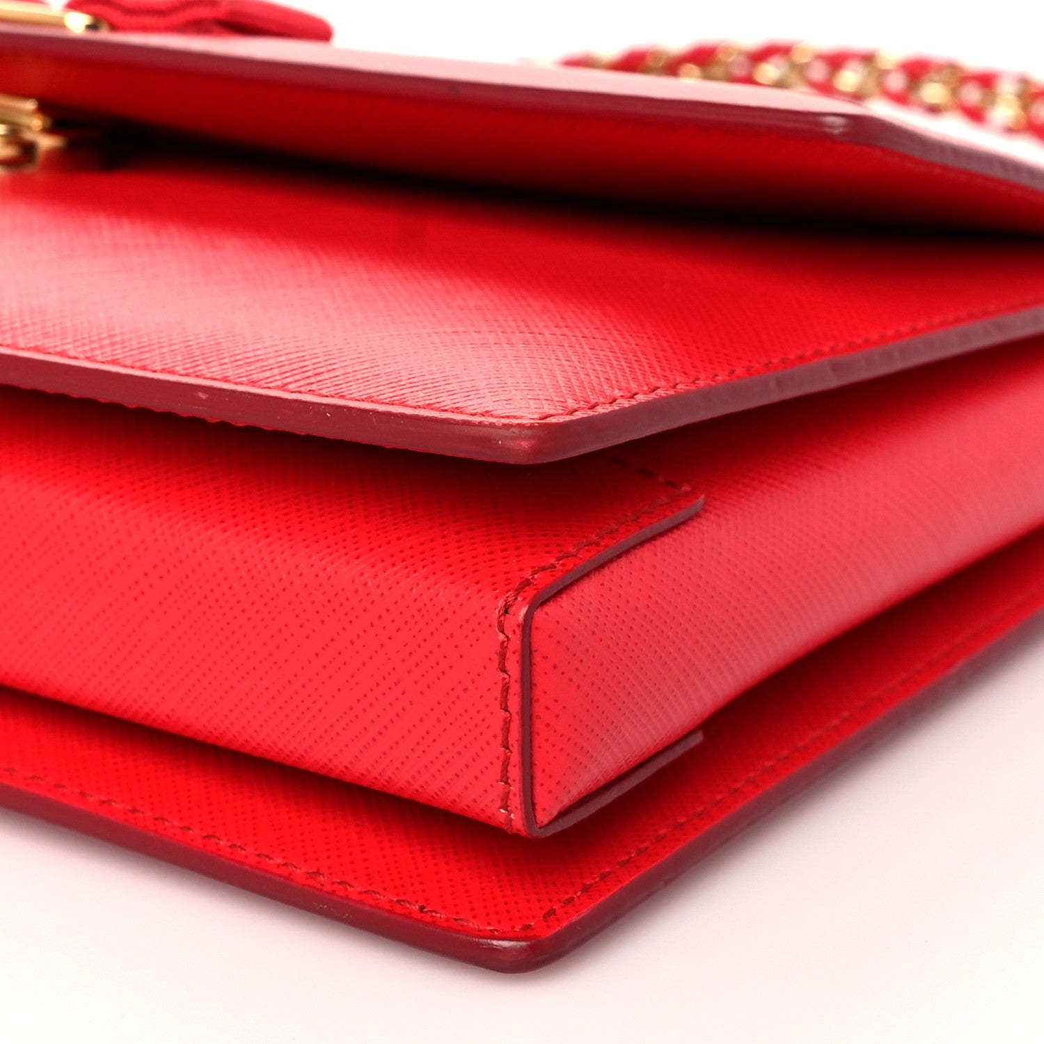 Salvatore Ferragamo Calfskin Vara Rainbow Wallet On Chain Red 9 of 9