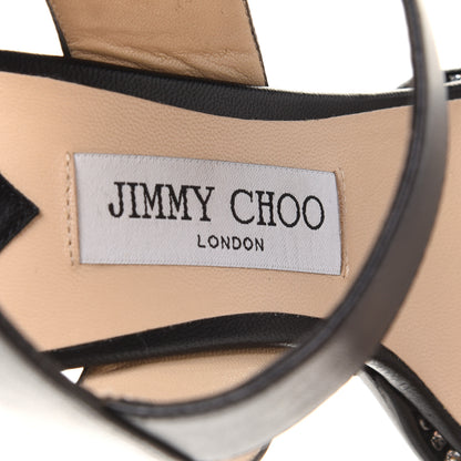 Jimmy Choo Crystal Calfskin Minase Sandals 39.5 Black 6 of 12