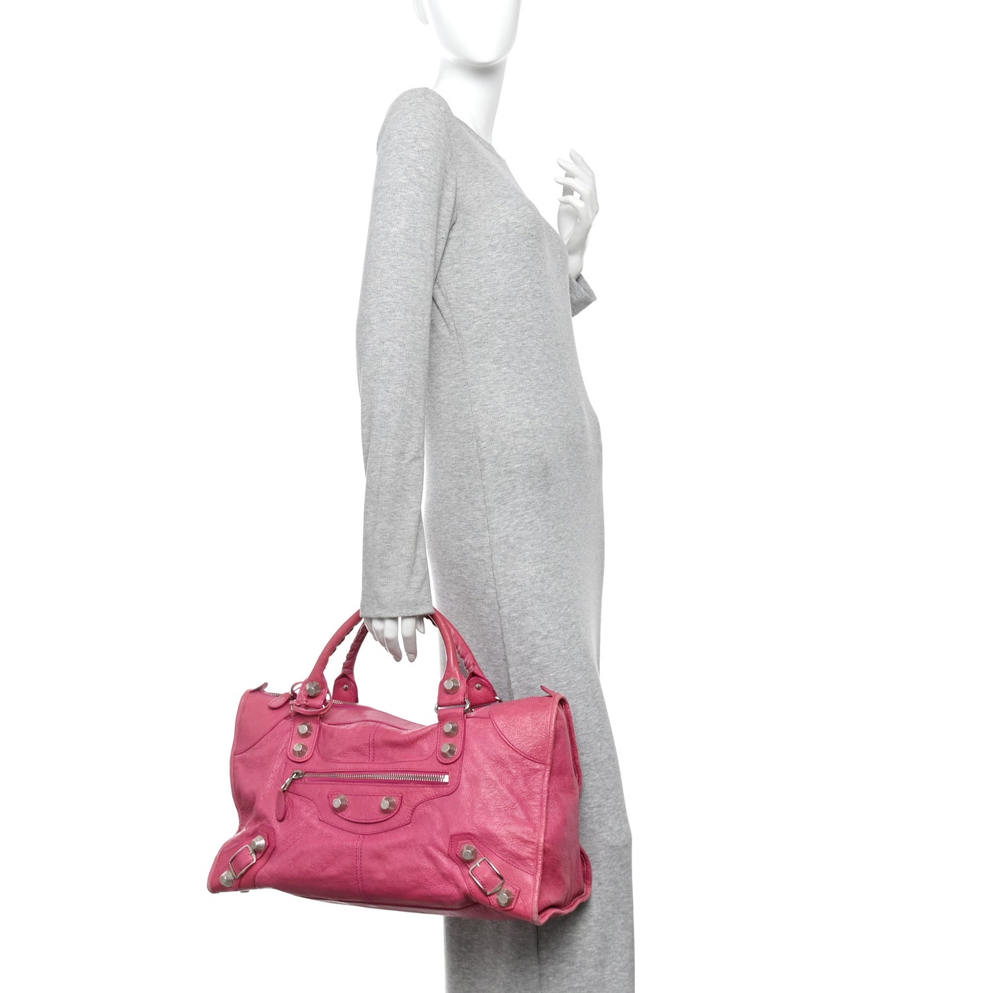 Agneau Giant 21 Silver Hardware Work Cyclamen Fucsia