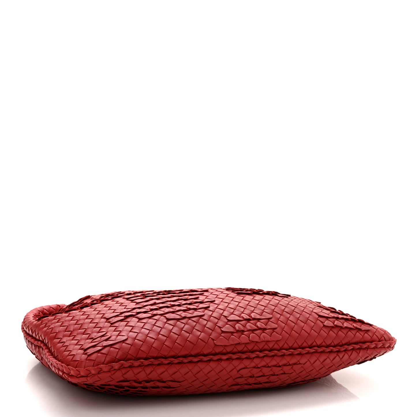 Nappa Intrecciato Ruffle Large Veneta Hobo Red