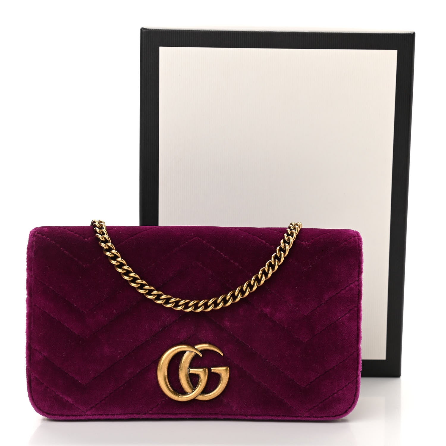 Gucci Velvet Matelasse GG Marmont Mini Bag Fuchsia Violet Cyclamen 10 of 11