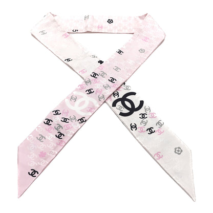Chanel Silk CC Slim Bandeau Pink Ecru Black 1 of 3