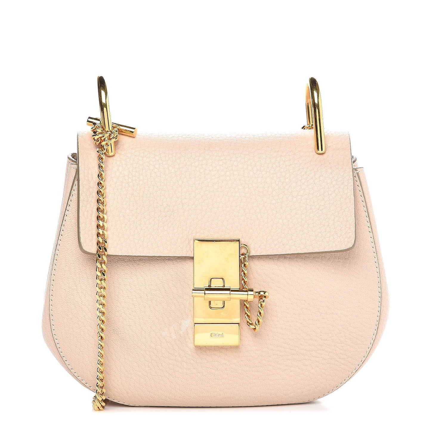 Grained Lambskin Mini Drew Shoulder Bag Abstract White