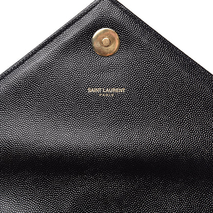 Saint Laurent Grain De Poudre Matelasse Chevron Large Monogram Satchel Black 6 of 9