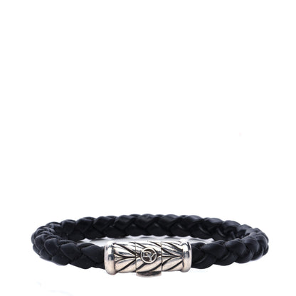 David Yurman Sterling Silver Rubber 8mm Chevron Weave Bracelet Black 1 of 5