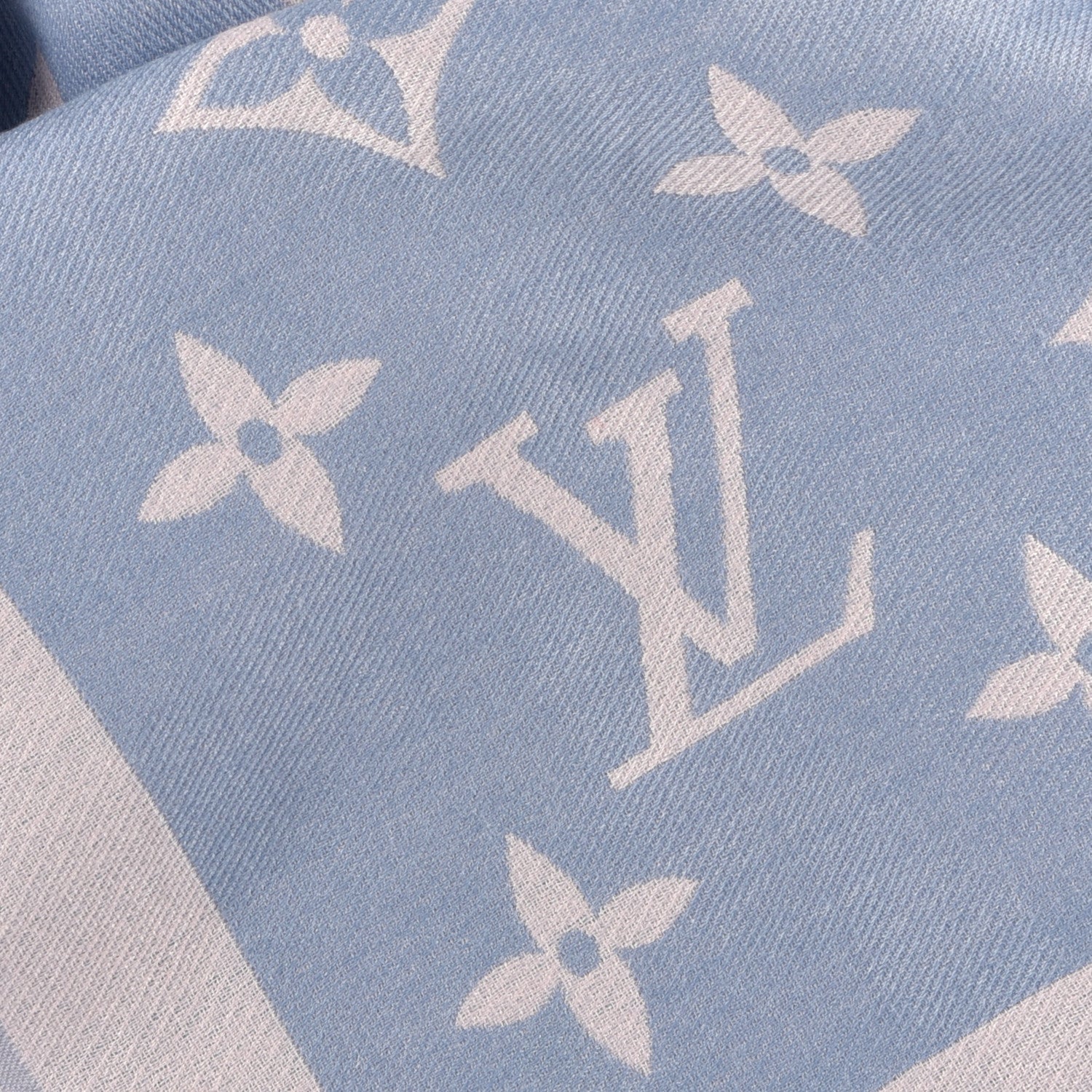 Louis Vuitton Silk Wool Monogram Miss LV Stole Blue Clair 4 of 5