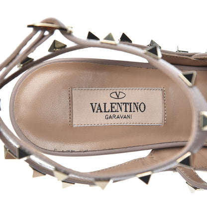 Valentino Garavani Pebbled Calfskin Rockstud Ankle Strap Pumps 38 Poudre 6 of 12