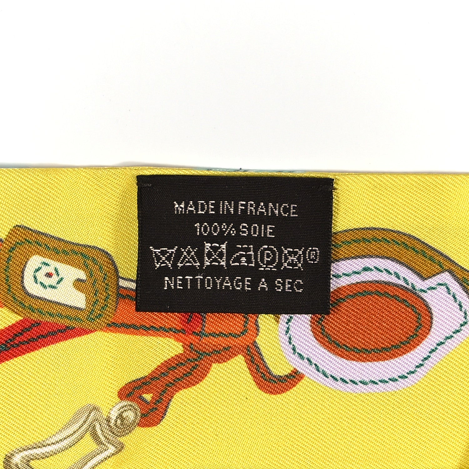 Hermes Silk Brides de Gala Applique Pique Twilly Jaune Vif Vert D'eau Bronze 3 of 4