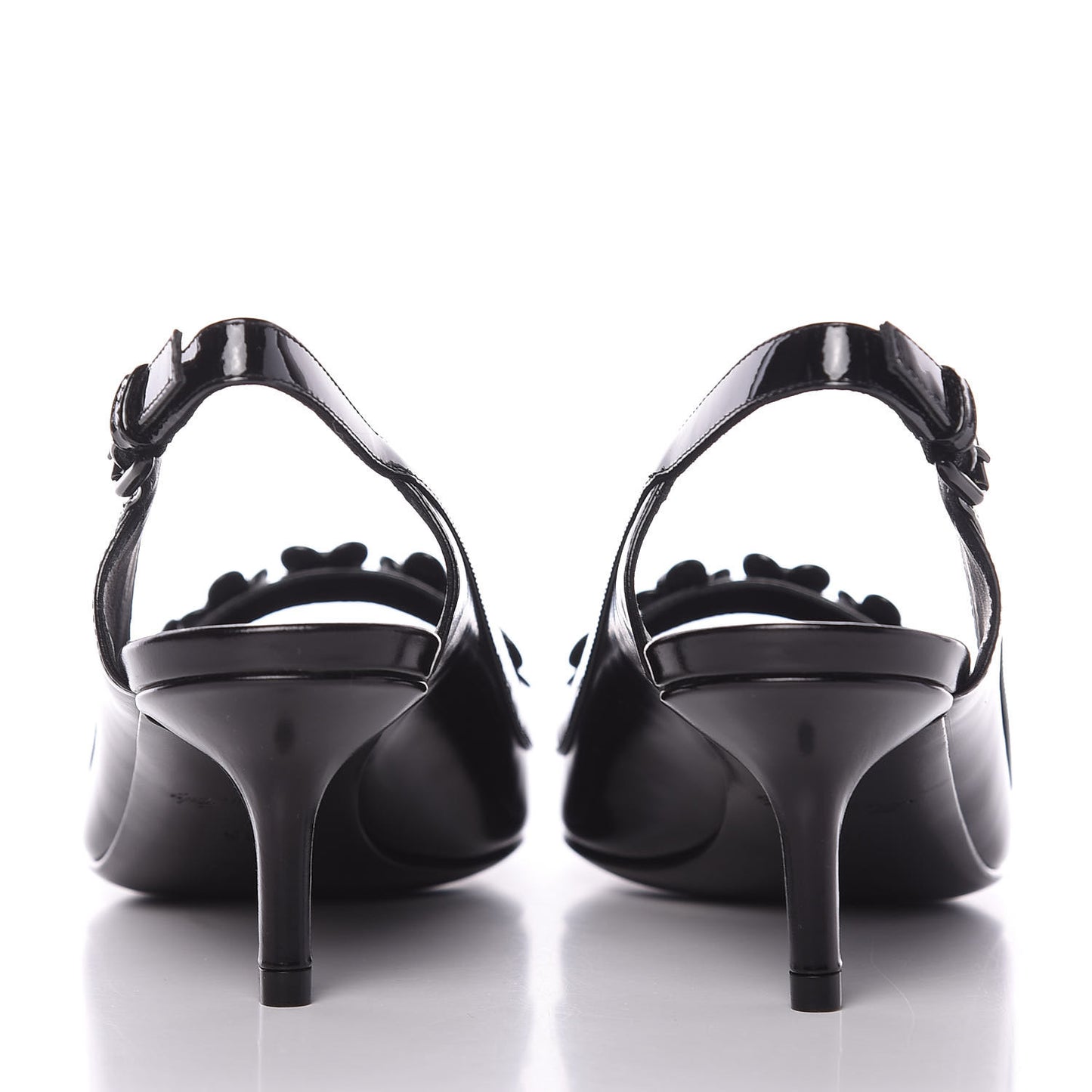 Patent Calfskin Slingback Pumps 35 Black