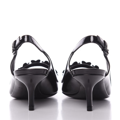 Louis Vuitton Patent Calfskin Slingback Pumps 35 Black 7 of 9