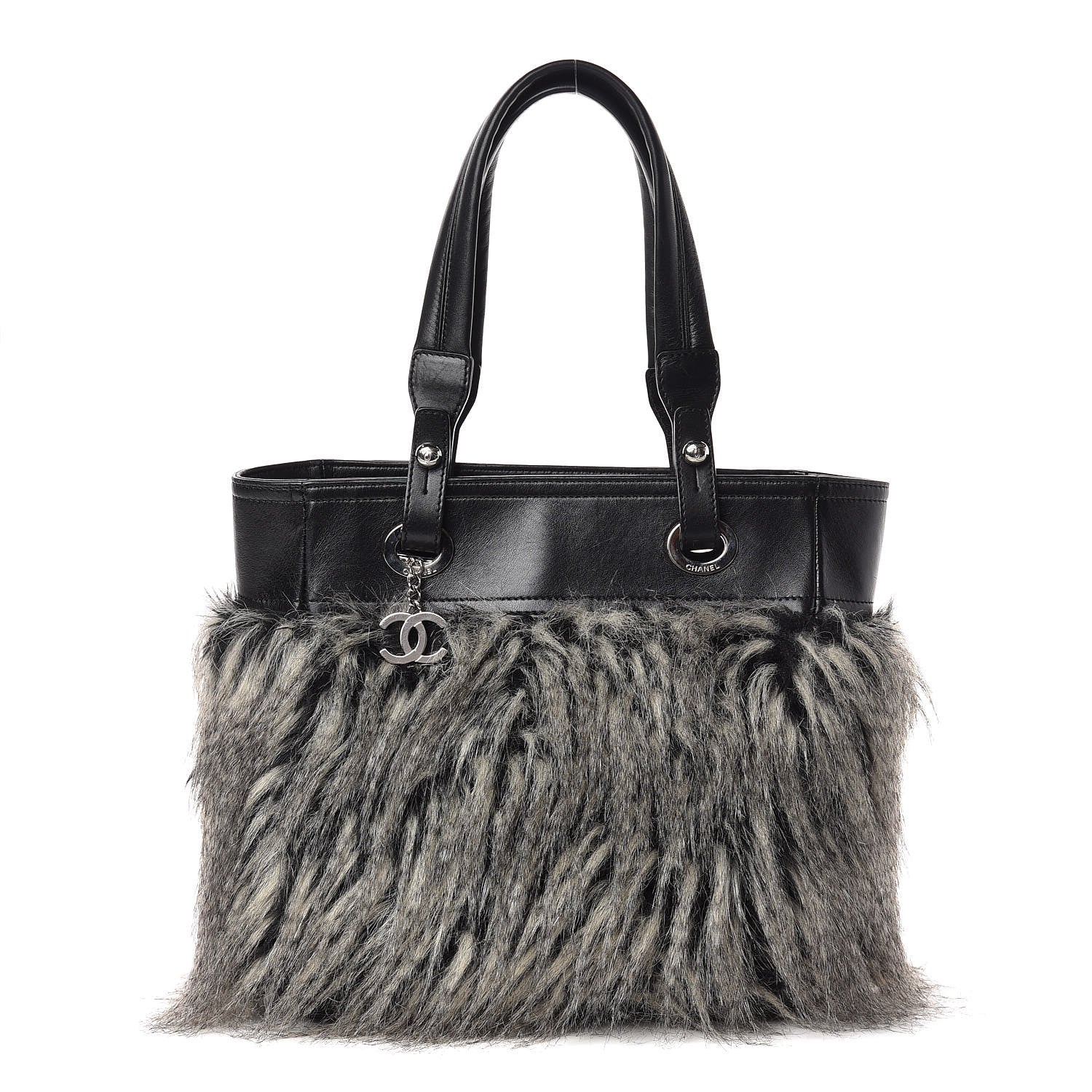Chanel Calfskin Fantasy Fur Shopper Tote Black 1 of 13