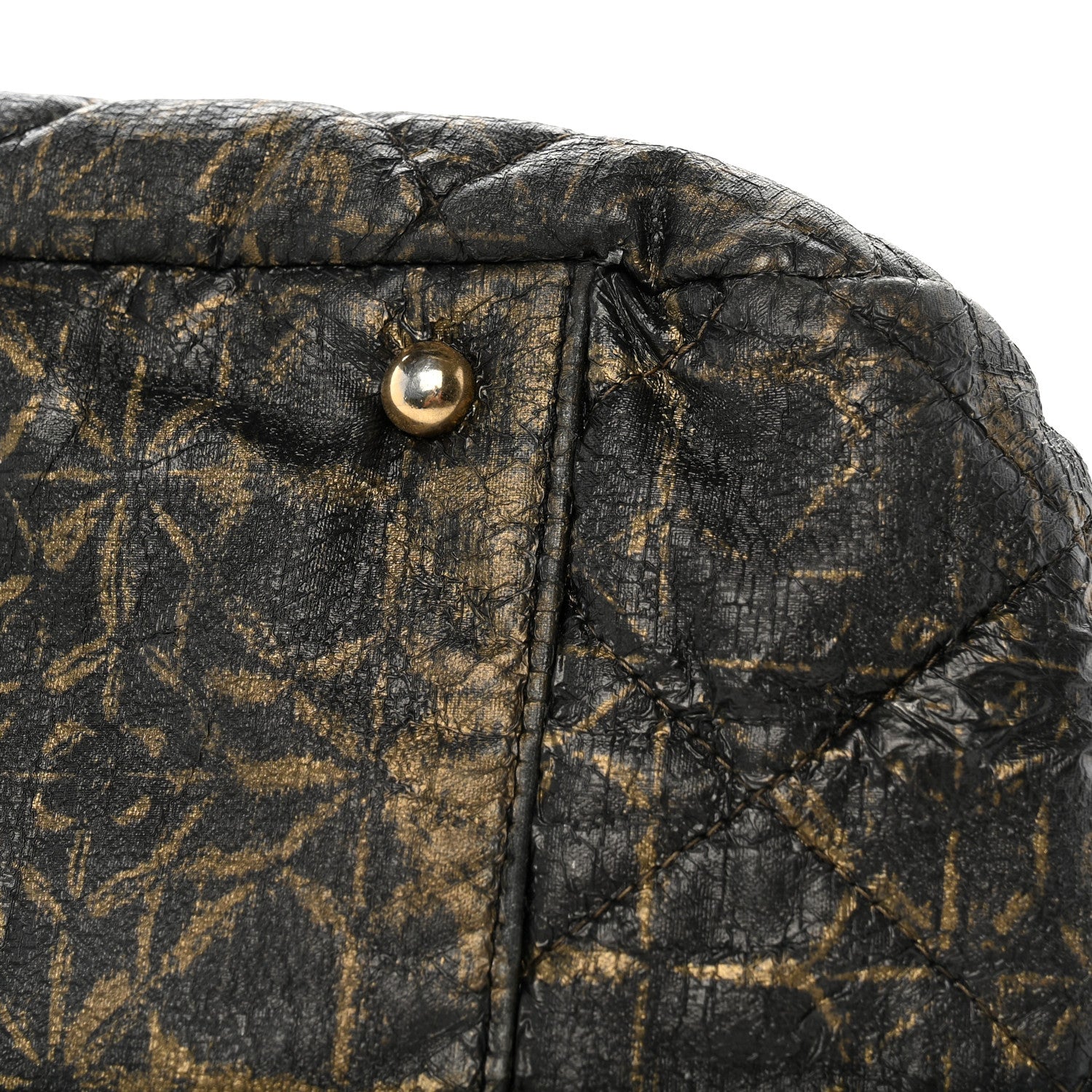 Chanel Nylon Printed Quilted Accordion Flap Black Gold 11 of 13