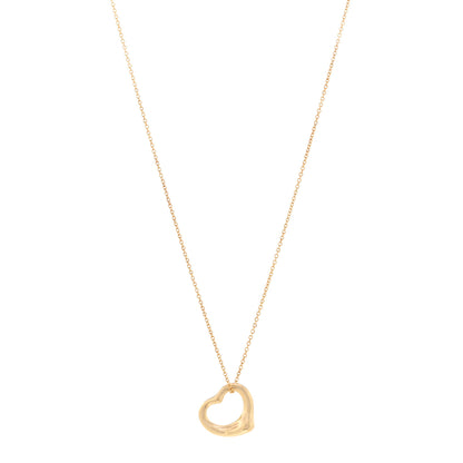 Tiffany 18K Yellow Gold 16mm Elsa Peretti Open Heart Pendant Necklace 1 of 6