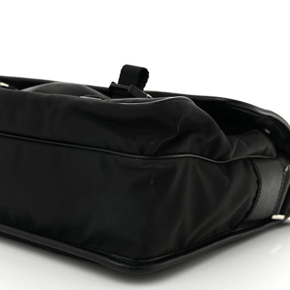 Prada Tessuto Nylon Saffiano Large Double Snap Buckle Messenger Bag Black 10 of 10