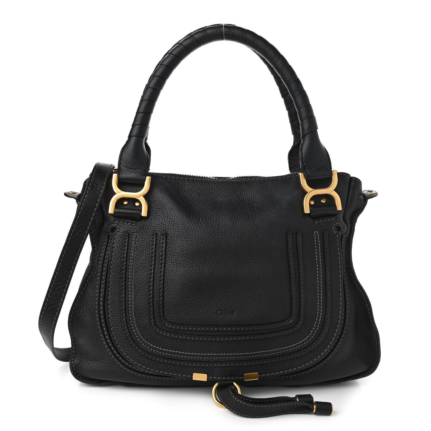 Calfskin Medium Marcie Satchel Black