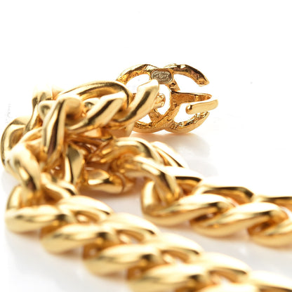 Chanel Metal Chain Link CC Pendant Choker Necklace Gold 4 of 5