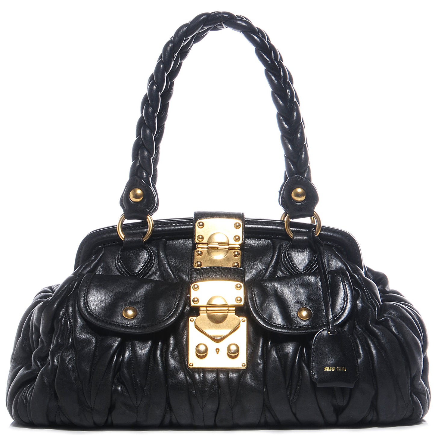 Nappa Matelasse Coffer Frame Tote Black
