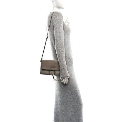 Chloe Suede Calfskin Small Faye Shoulder Bag Motty Grey 2 of 10