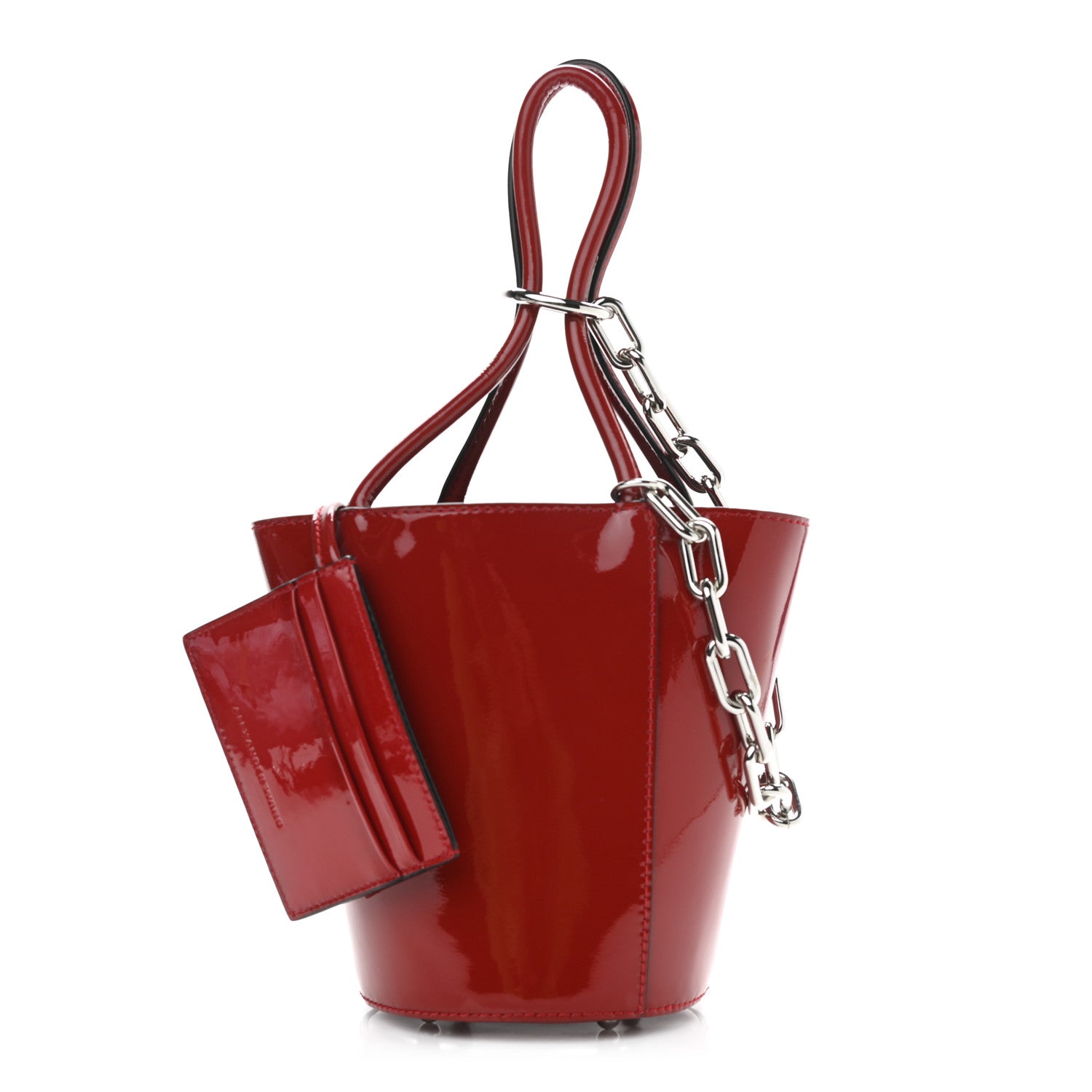 Alexander Wang Patent Roxy Mini Chain Bucket Red Silver Hardware 1 of 12
