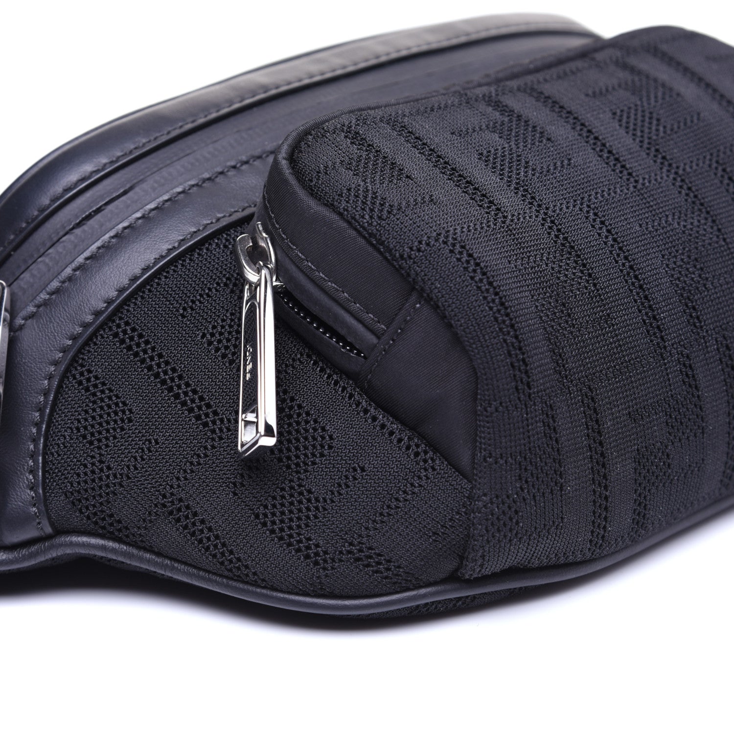 Fendi Neoprene Mesh Vitello Grace FF Pocket Belt Bag Black 9 of 11