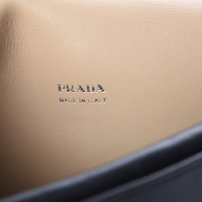 Prada Lux Calfskin Double Flap Crossbody Black Beige 7 of 8