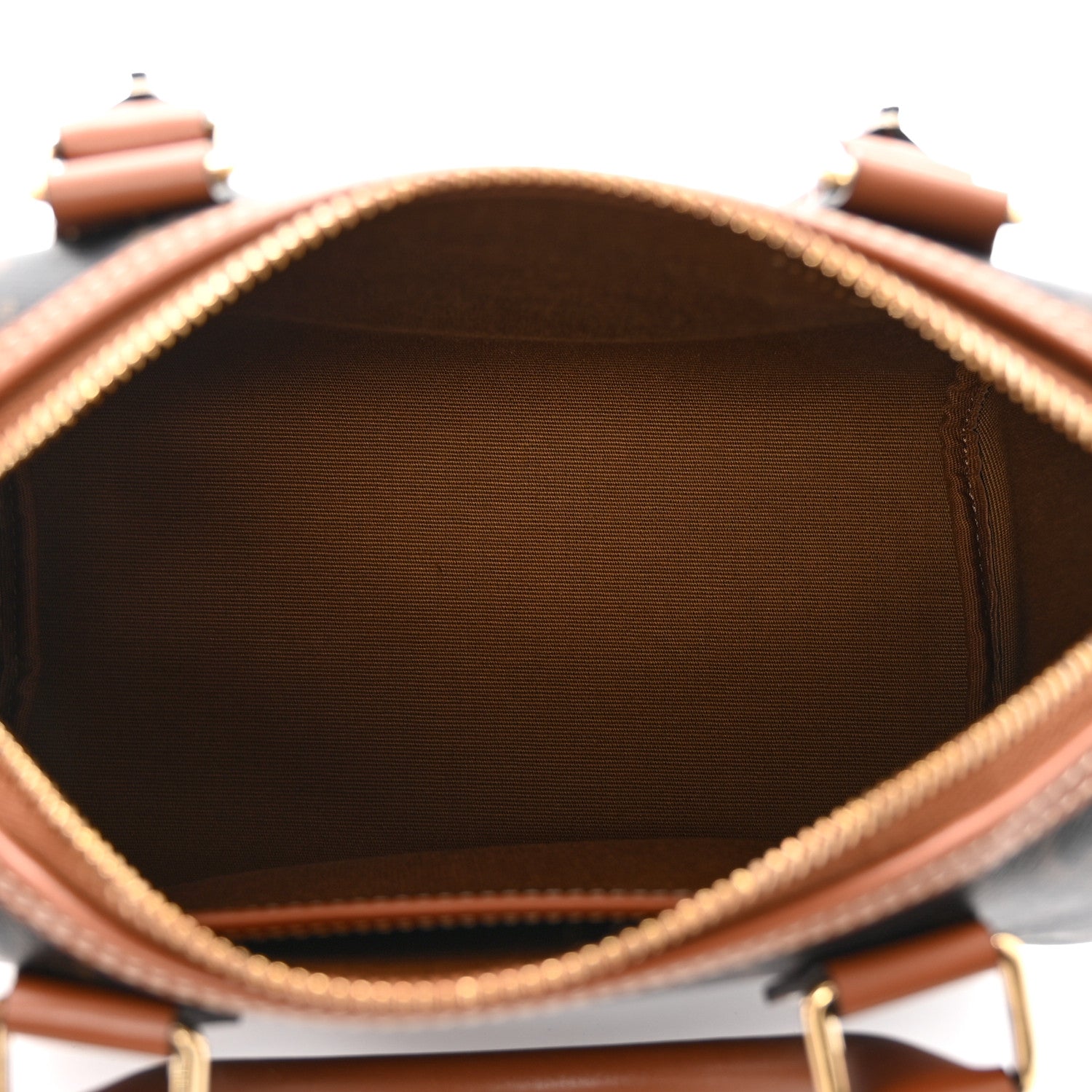 Celine Triomphe Canvas Calfskin Small Boston Bag Tan 6 of 10