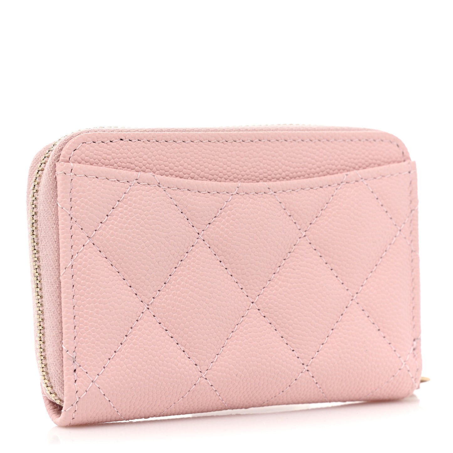 Caviar Quilted Zip Coin Purse Light Pink