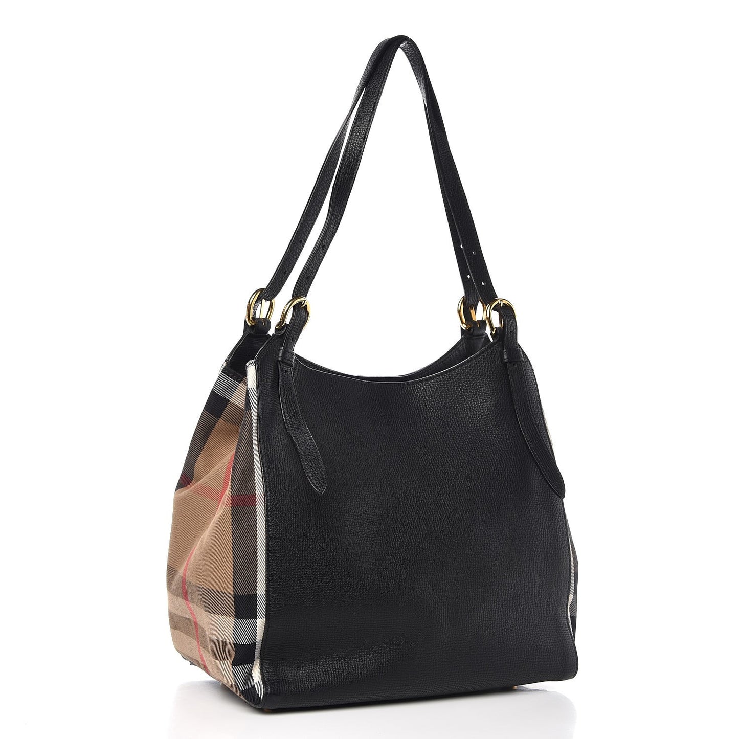 Grainy Calfskin House Check Small Canterbury Black
