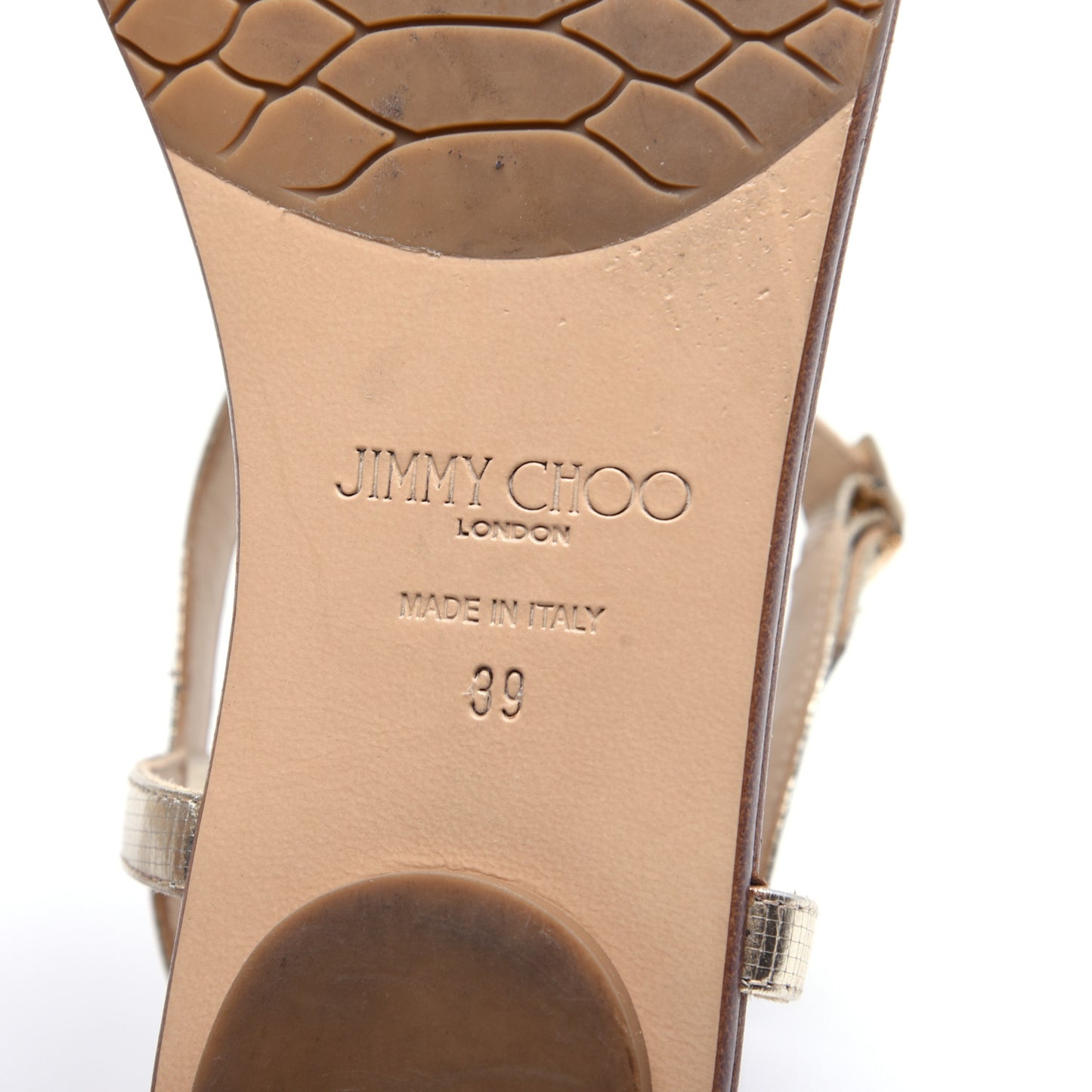 Metallic Calfskin Wave Thong Sandals 39 Champagne