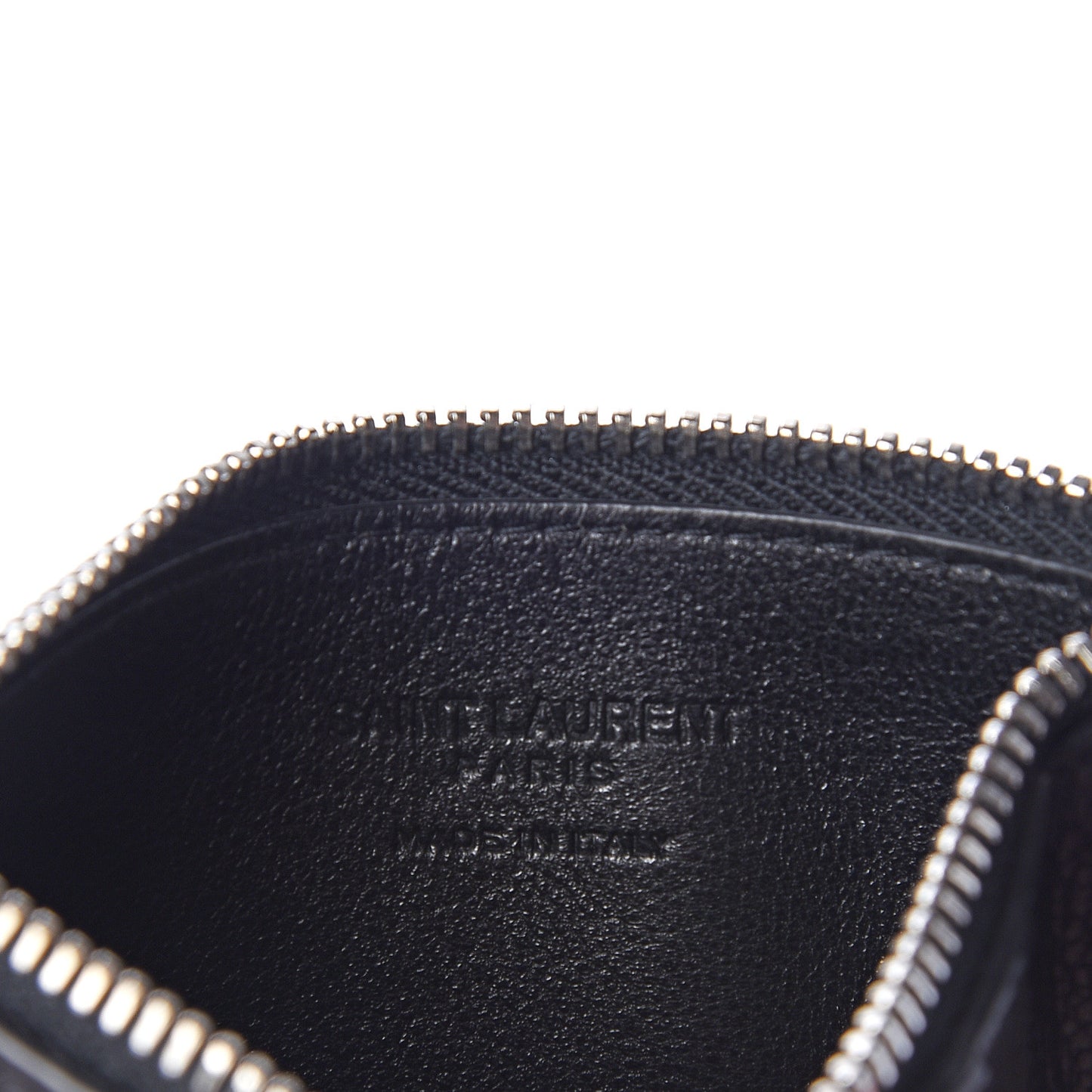 Grained Calfskin 5 Fragments Zip Pouch Card Holder Black