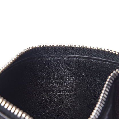 Saint Laurent Grained Calfskin 5 Fragments Zip Pouch Card Holder Black 7 of 9
