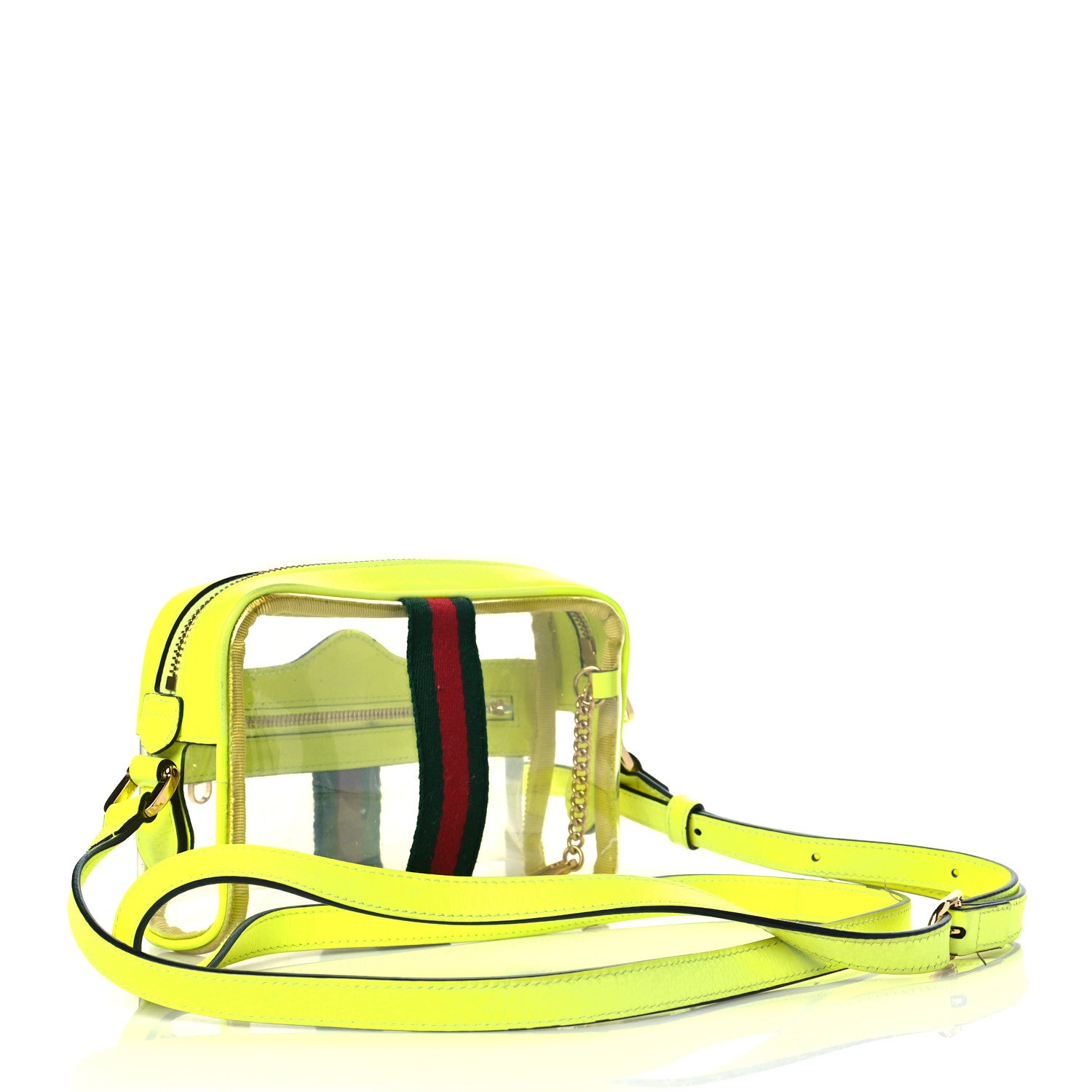 Gucci Vinyl Web Mini Ophidia Transparent Shoulder Bag Yellow Fluo 3 of 11