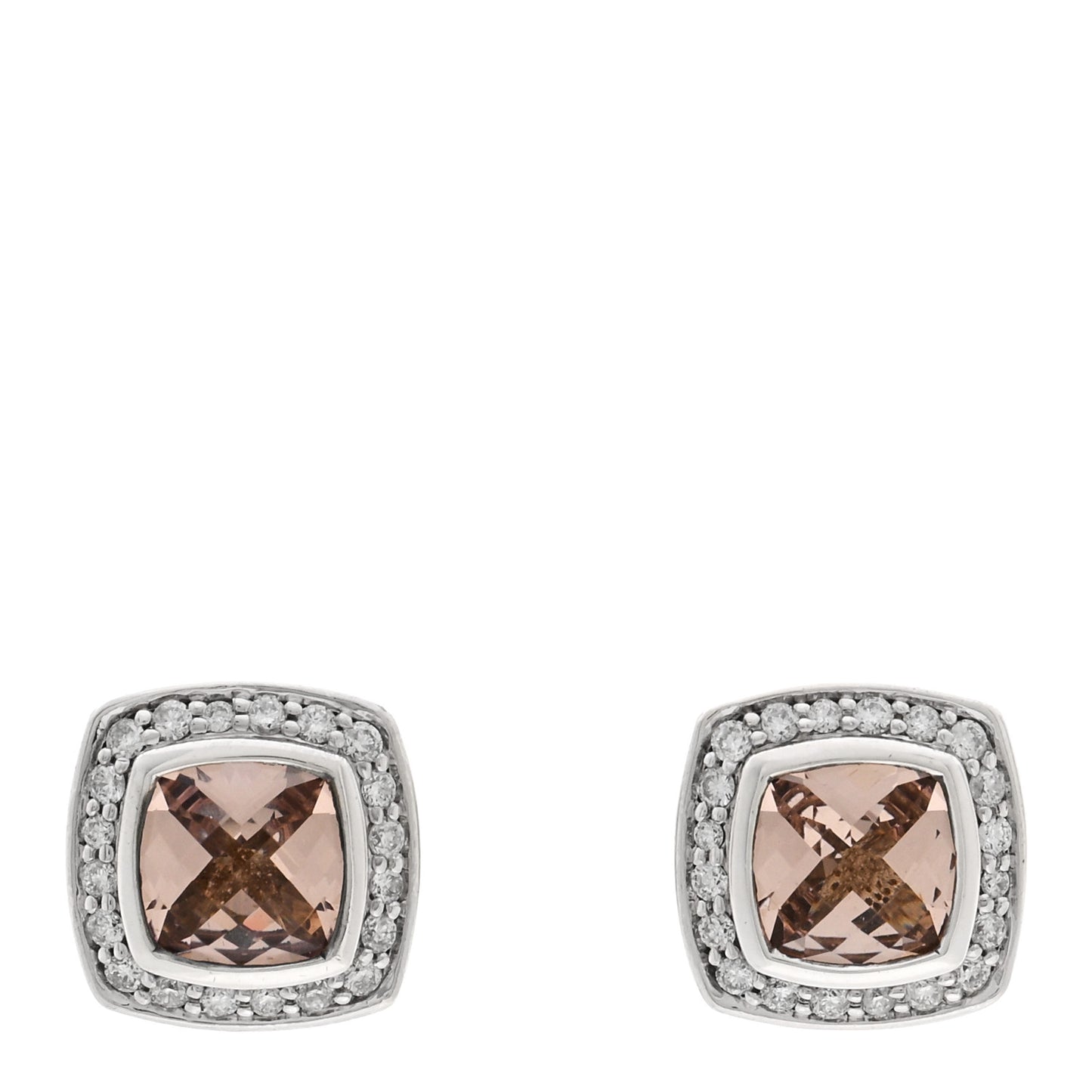 Sterling Silver Diamond Morganite 5mm Petite Albion Earrings