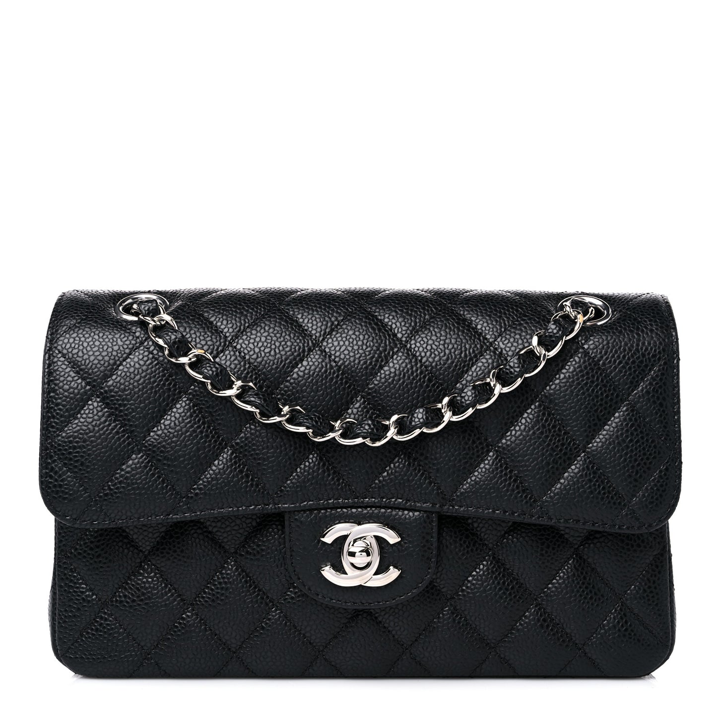 Caviar Quilted Small Double Flap Black