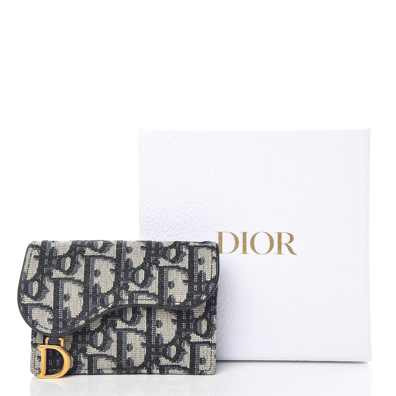 Christian Dior Oblique Saddle Card Holder Blue 7 of 7