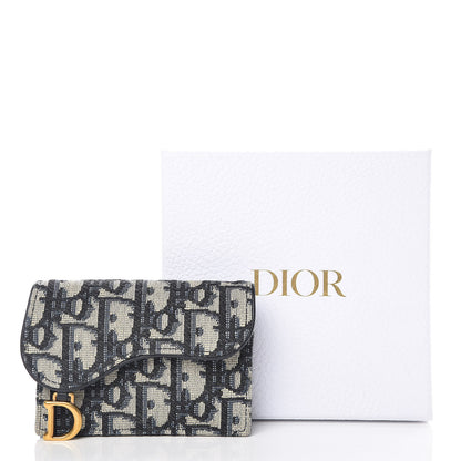 Christian Dior Oblique Saddle Card Holder Blue 7 of 7