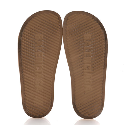 Balenciaga Rubber Womens Logo Pool Slide Sandals 37 Beige Black 6 of 8