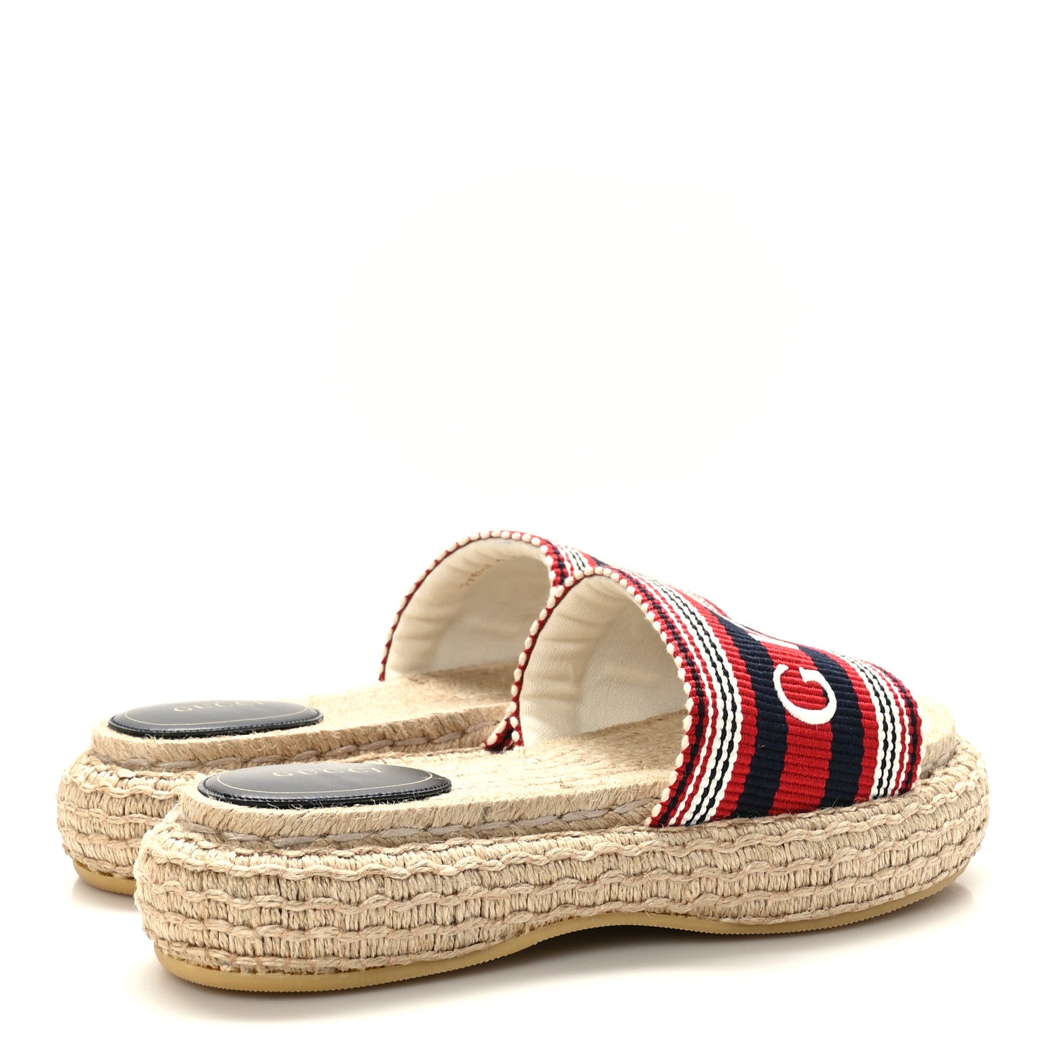 Gucci Canvas Stripe Sabela Espadrille Slide Sandals 38 Blue White 4 of 8