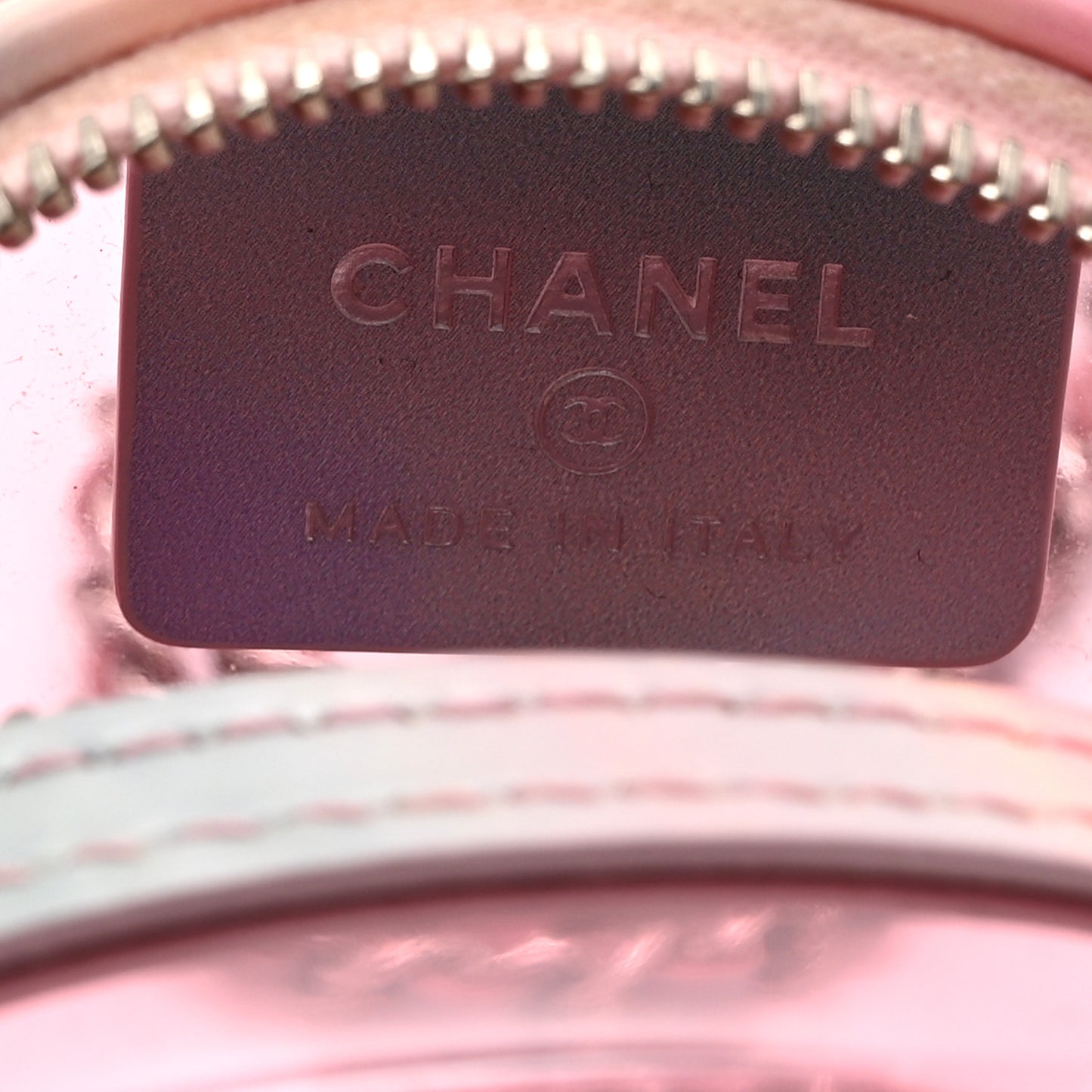 PVC Lambskin Filigree Round Clutch With Chain Pink
