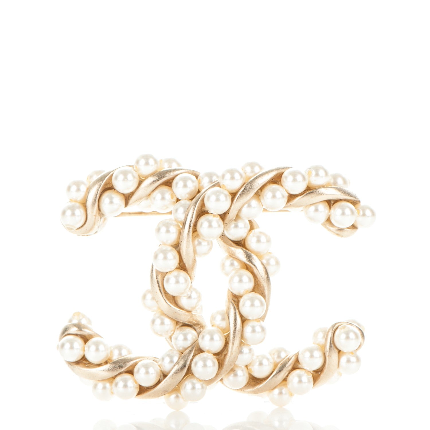 Chanel Pearl Twisted CC Brooch Gold 1 of 4