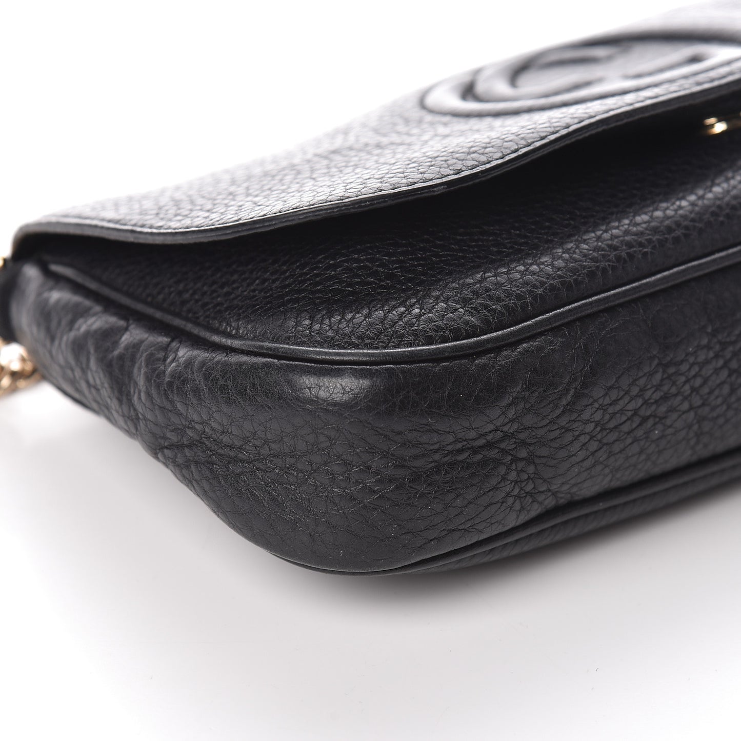 Pebbled Calfskin Medium Soho Flap Crossbody Black