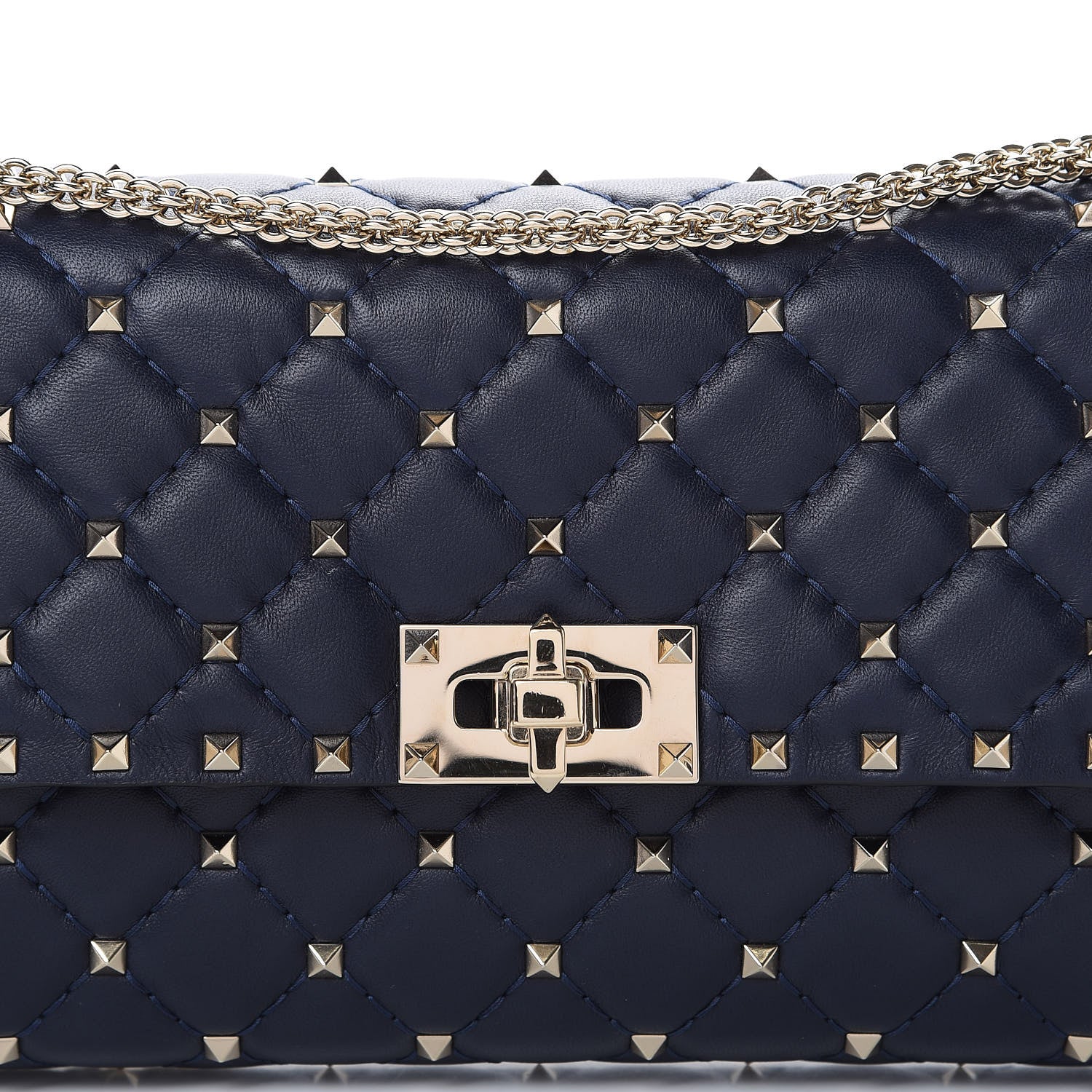 Valentino Garavani Nappa Rockstud Spike Wallet on Chain Marine 6 of 11