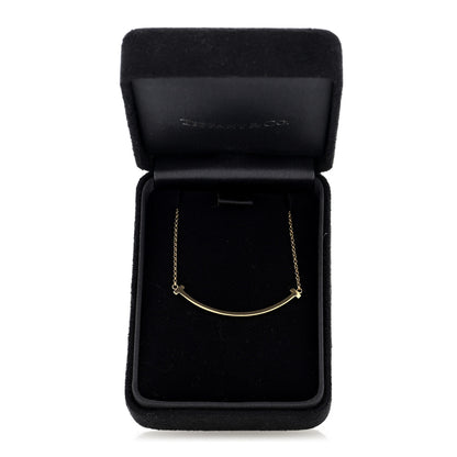 Tiffany 18K Yellow Gold Small T Smile Pendant Necklace 5 of 5