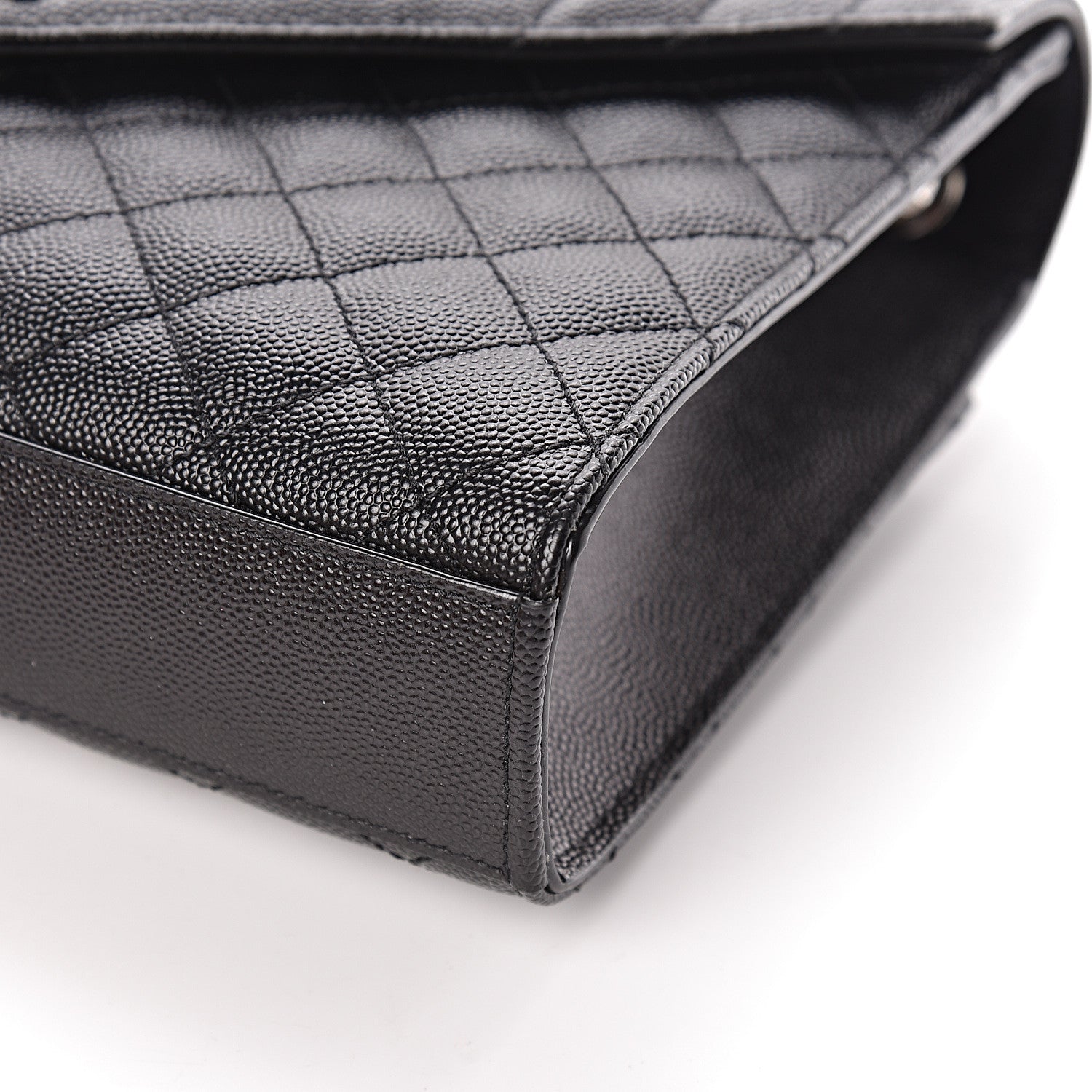 Saint Laurent Grain De Poudre Textured Mixed Matelasse Triquilt Medium Monogram Satchel Black 9 of 10