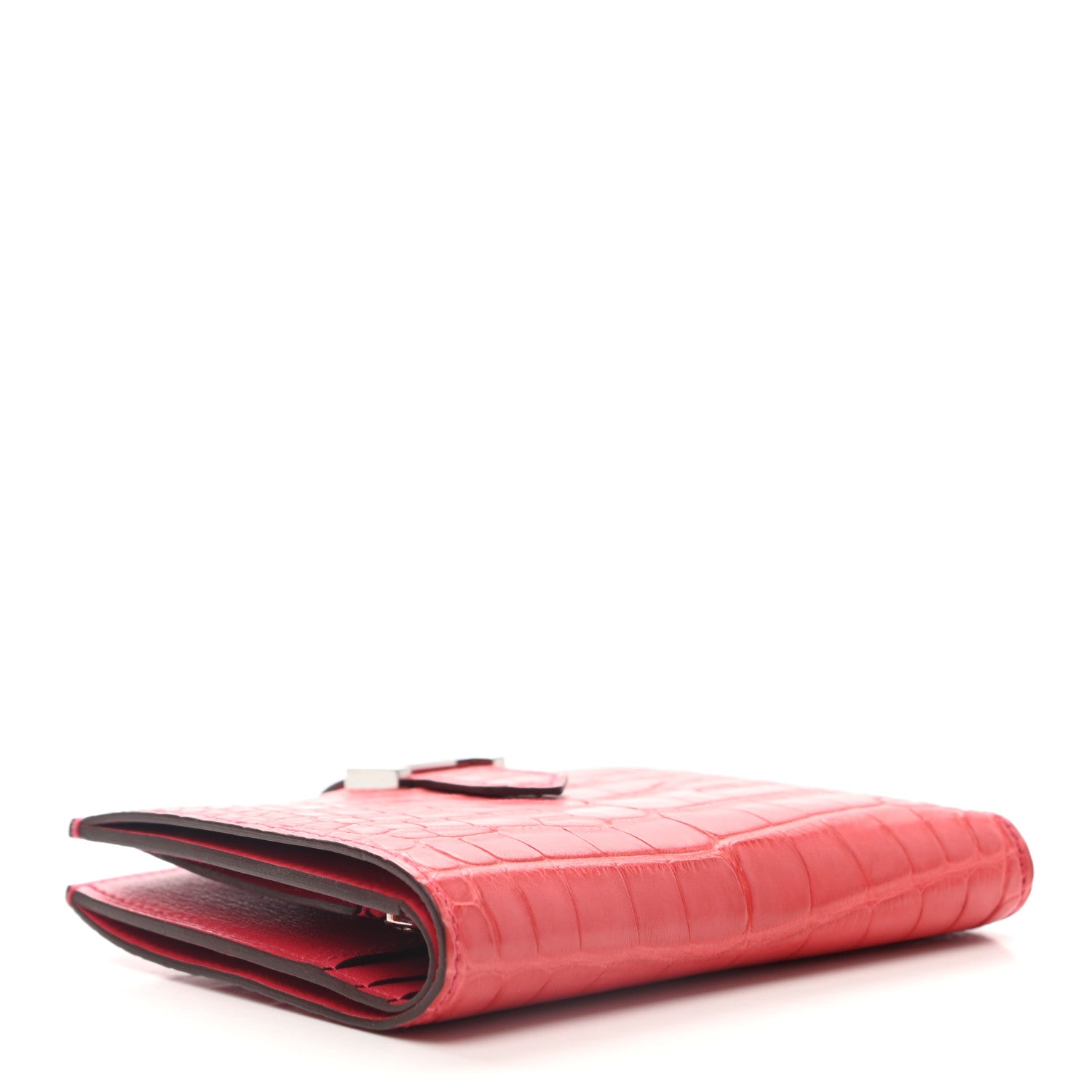 Hermes Matte Alligator Bearn Compact Wallet Bougainvillea 4 of 10