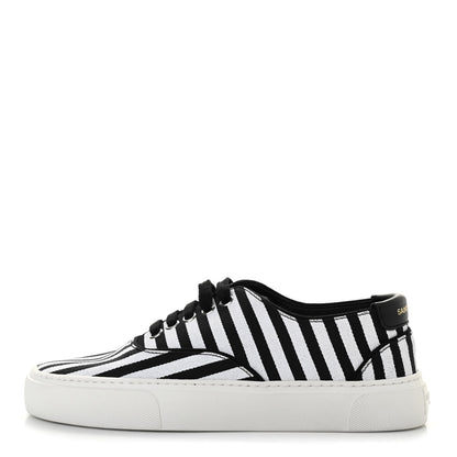 Saint Laurent Canvas Striped Venice Low Top Sneakers 36 Black White 1 of 7