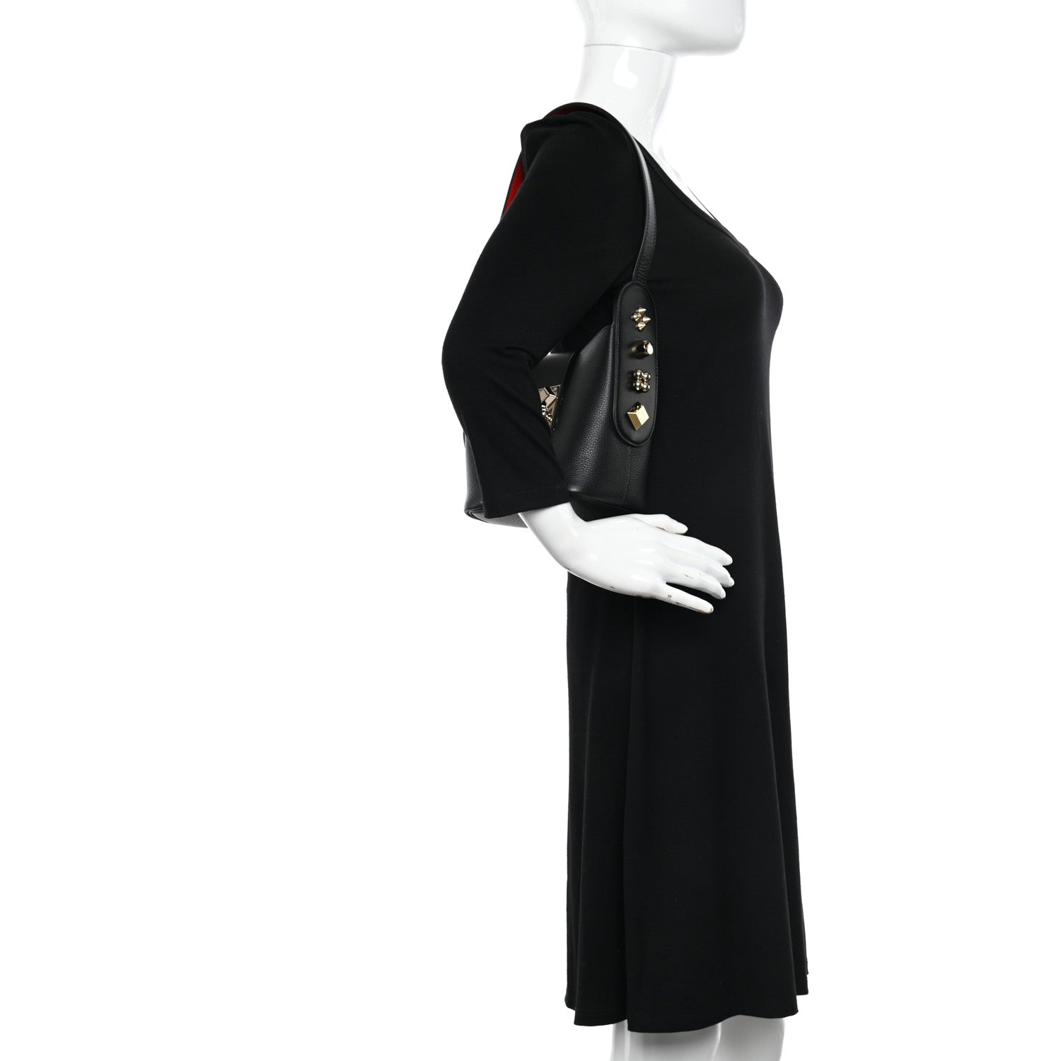 Christian Louboutin Grained Calfskin Mini Carasky Bucket Bag Black 2 of 9