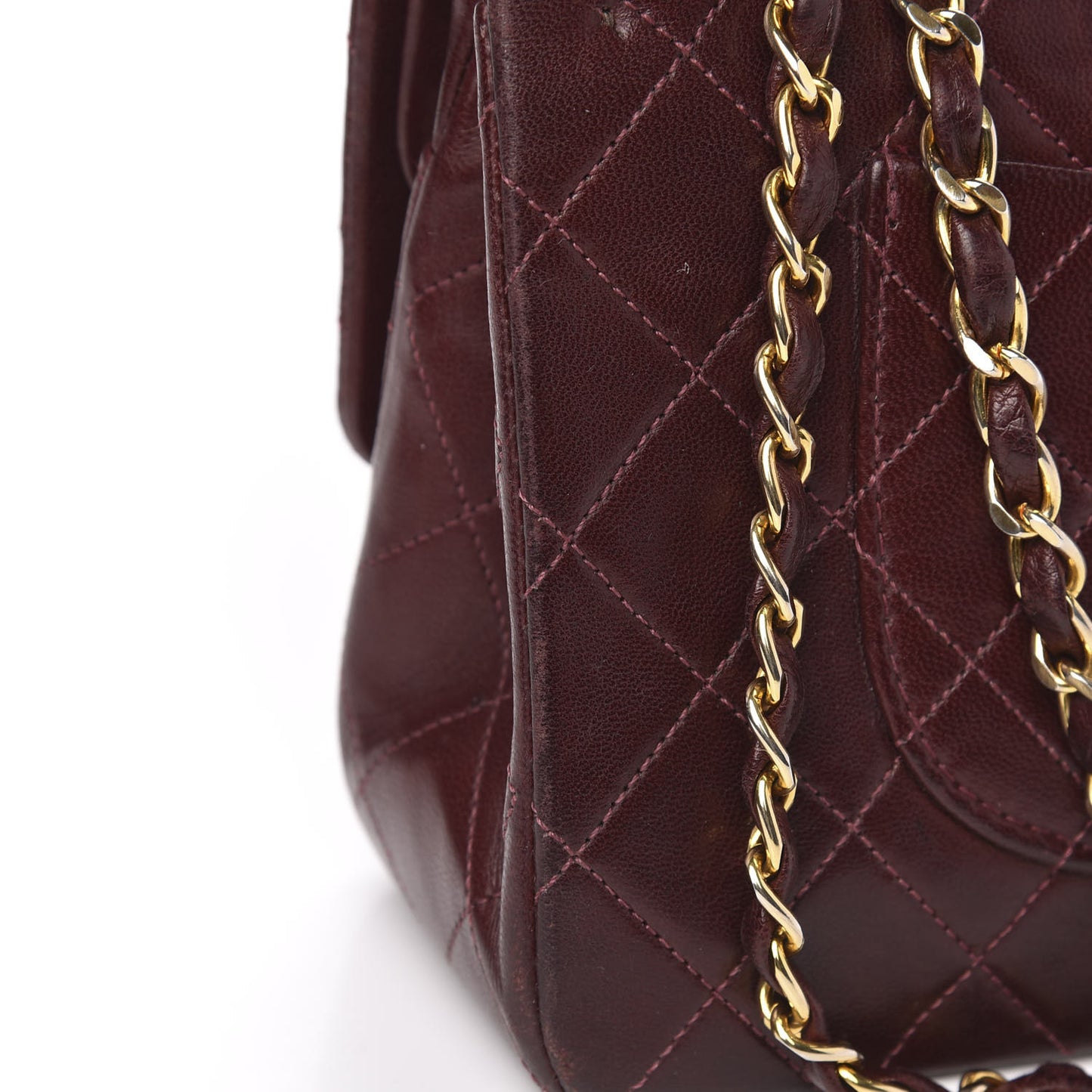 Lambskin Quilted Medium Double Flap Burgundy
